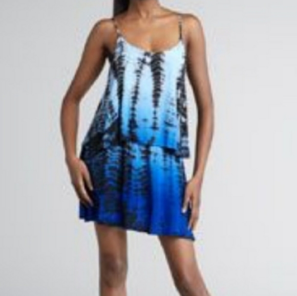 NWT Patterson J Kincaid Tie-dye Layered Sun Dress Blue Ombre - Picture 1 of 13
